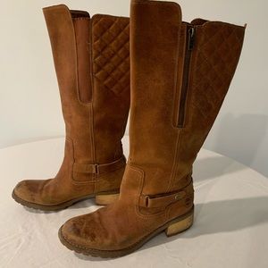 Timberland Earthkeepers Apley Quilted Mid Calf Leather Cognac Zip Side boots W 9